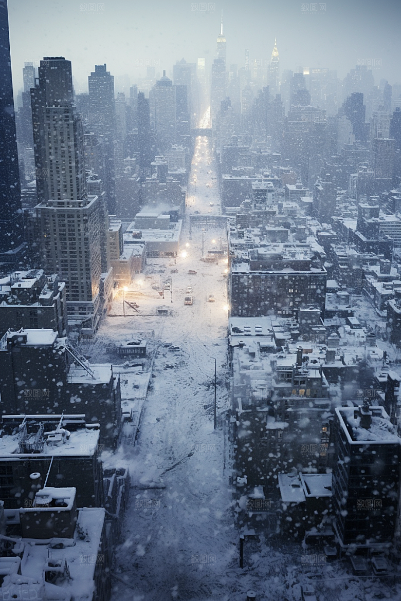 城市雪景安静高清原画