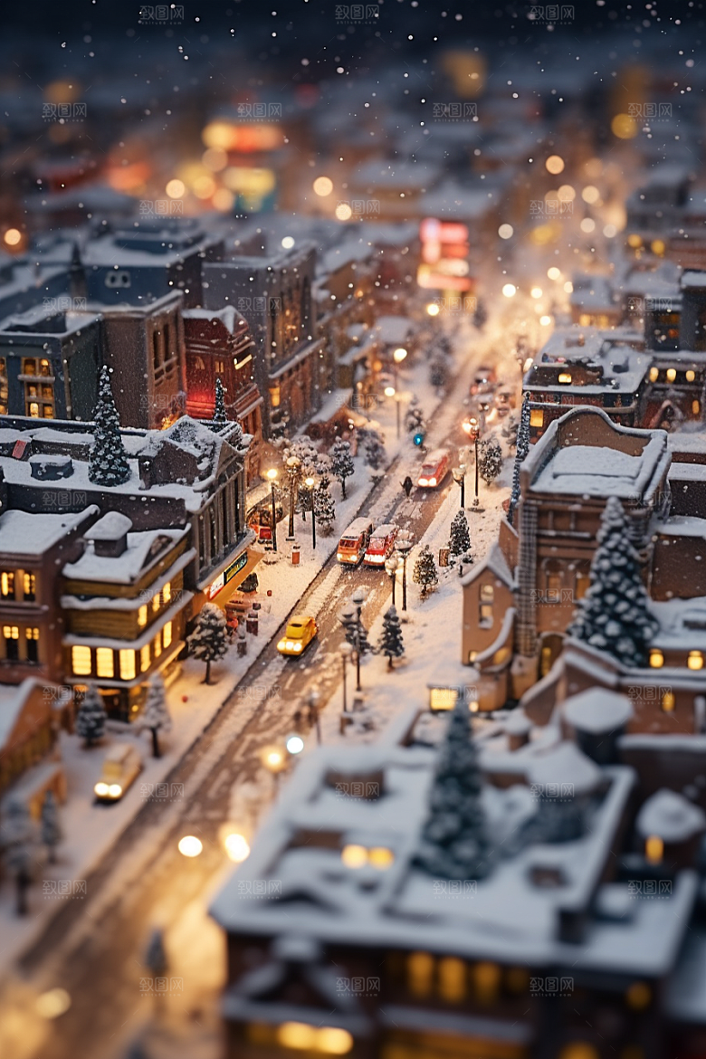 城市雪景高清雪夜原画