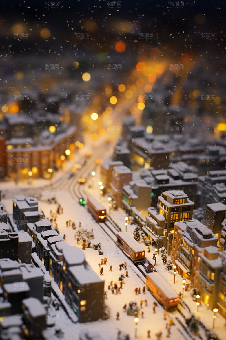城市雪景高清建筑原画
