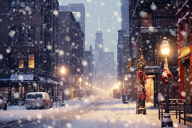 城市雪景安静高清原画