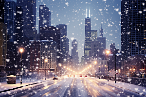 城市雪景下雪的都市安静原画