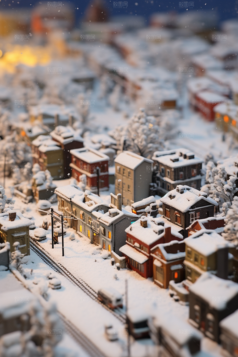 城市雪景建筑安静原画