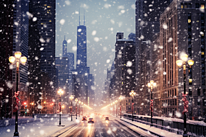 城市雪景下雪的都市安静原画