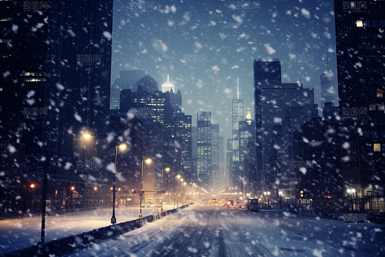 城市雪景高清安静原画