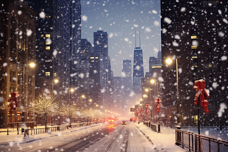 城市雪景高清静谧原画