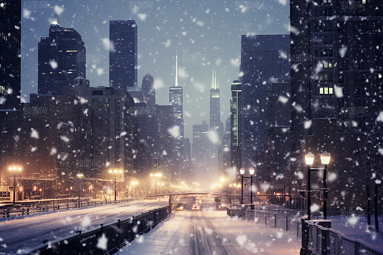 城市雪景高清安静原画