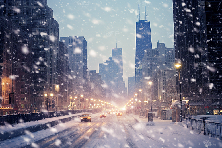 城市雪景雪夜下雪的都市原画