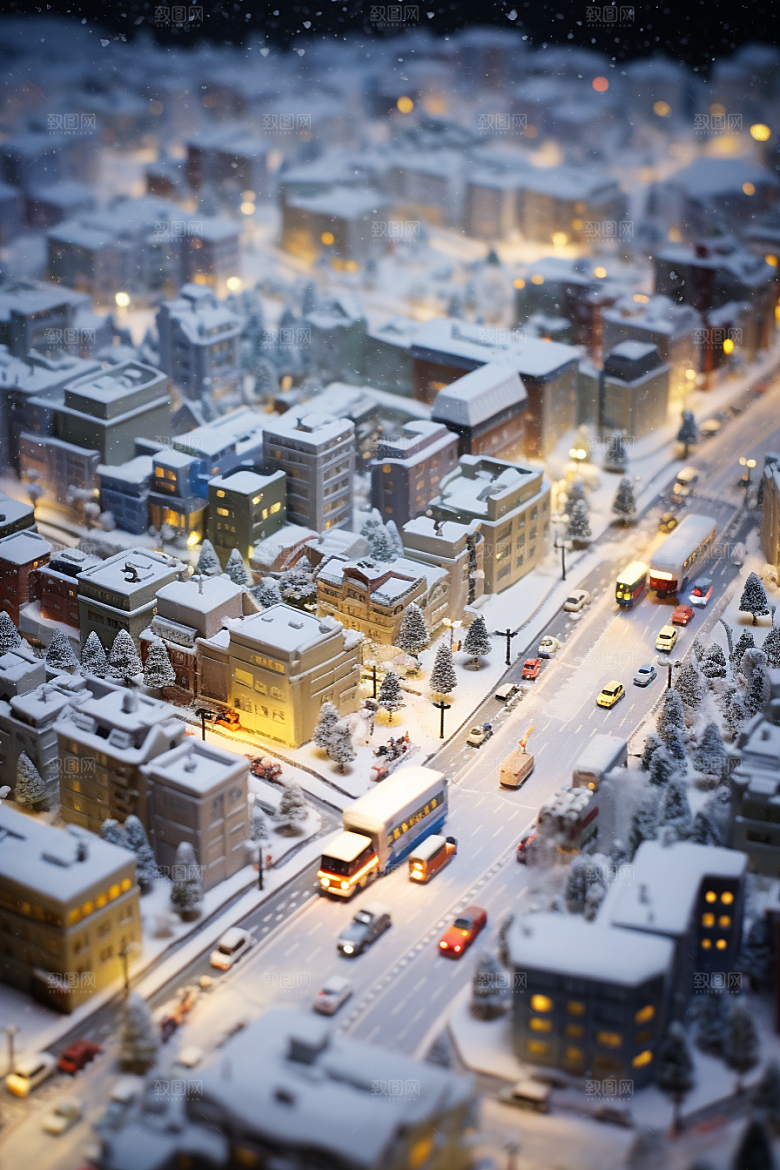 城市雪景静谧安静原画