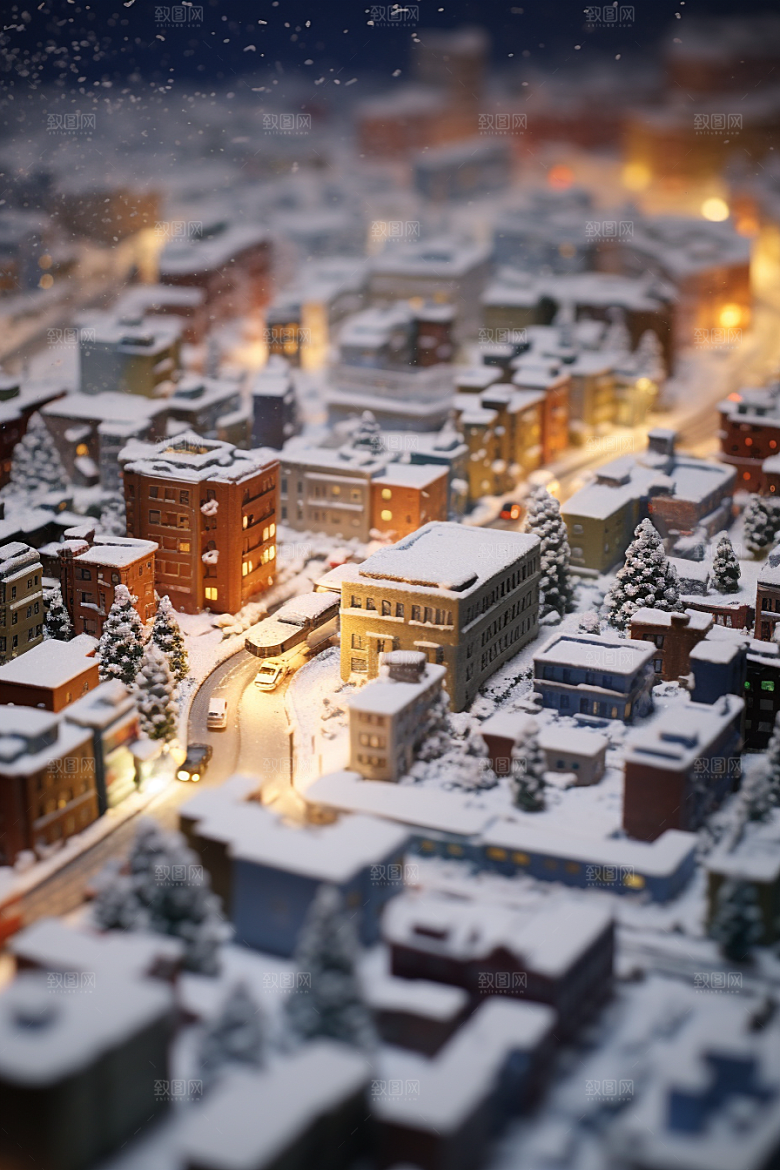 城市雪景静谧高清原画