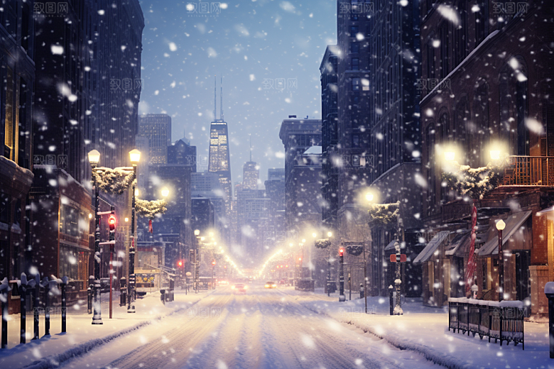 城市雪景高清雪夜原画