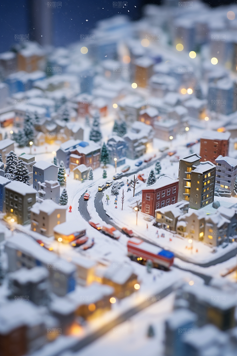 城市雪景安静静谧原画