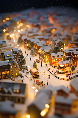 城市雪景静谧雪夜原画