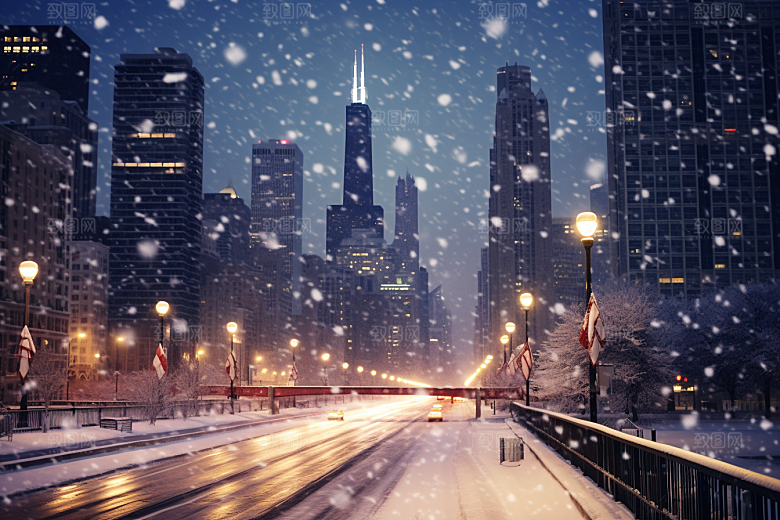 城市雪景高清安静原画
