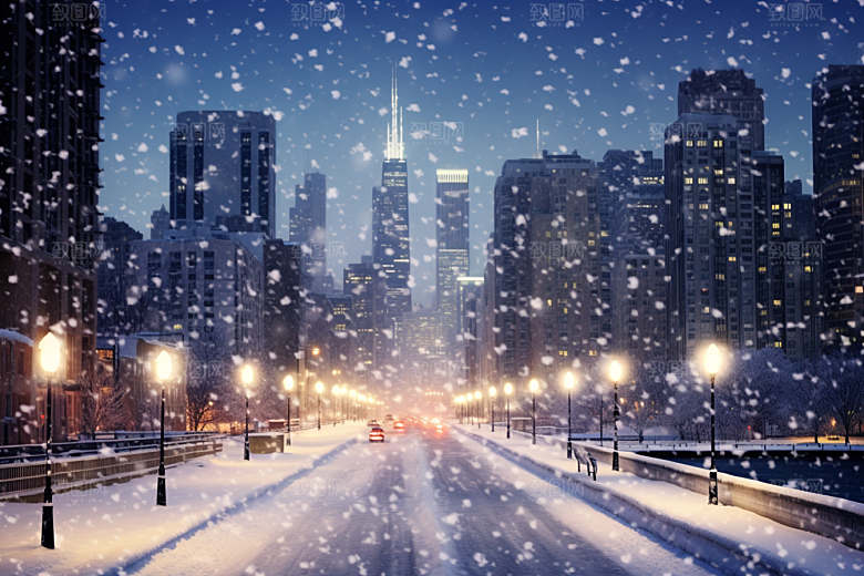 城市雪景高清安静原画