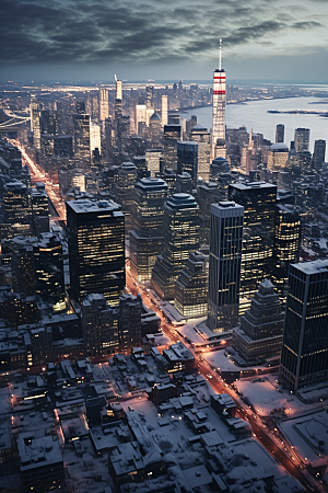 城市雪景高清城市街道原画