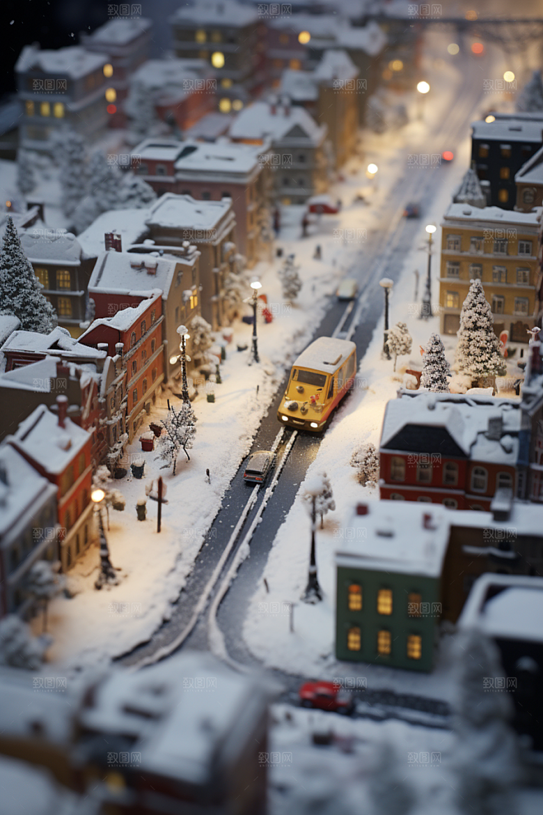 城市雪景安静建筑原画