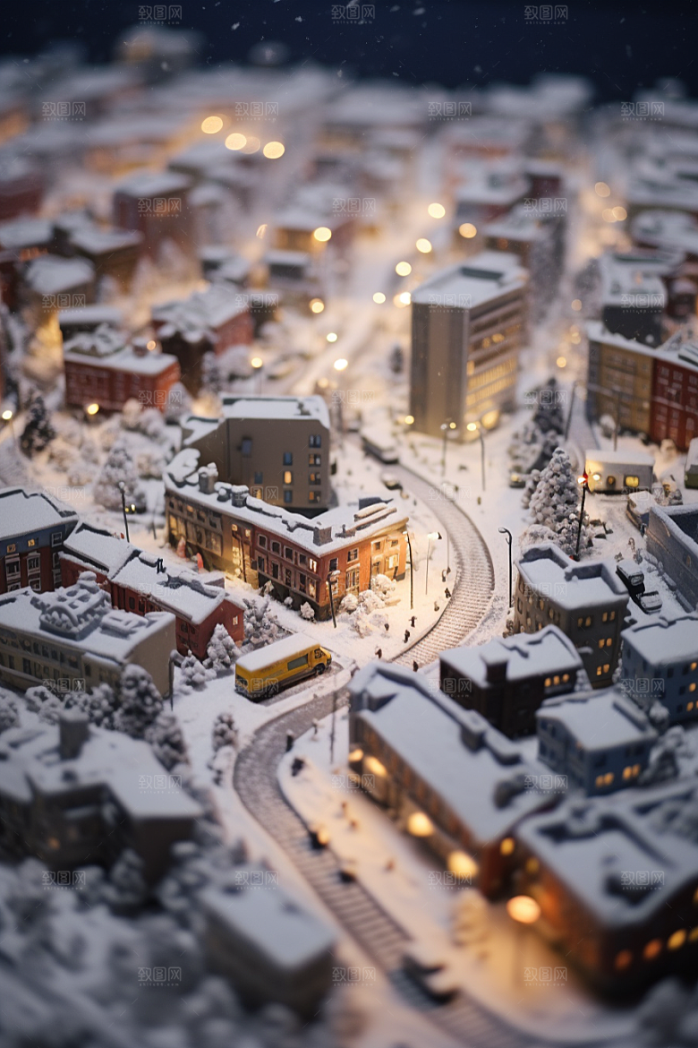 城市雪景下雪的都市安静原画
