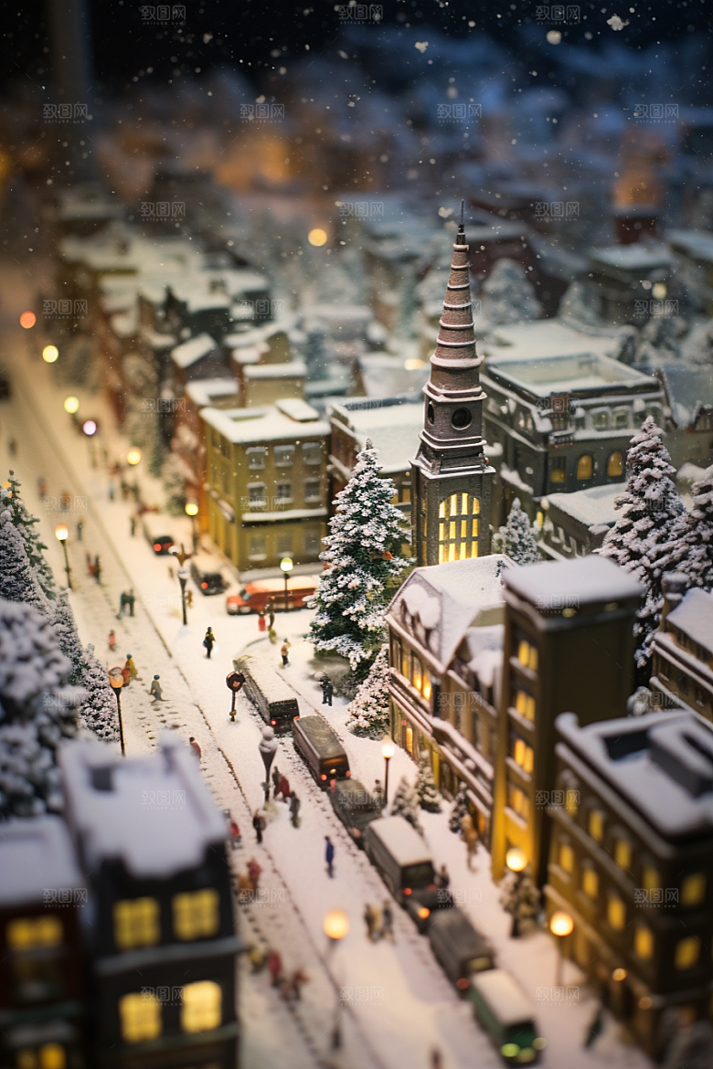 城市雪景高清建筑原画
