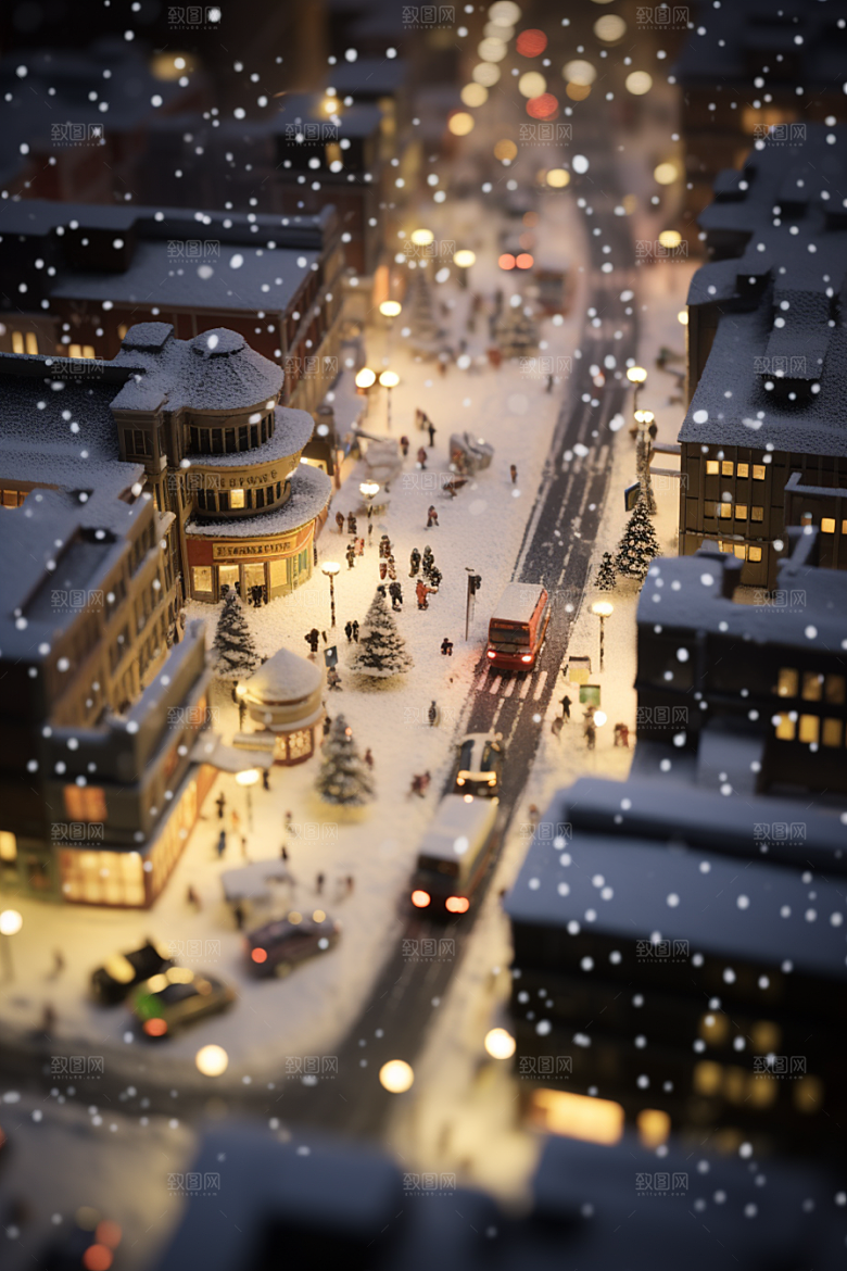 城市雪景静谧安静原画