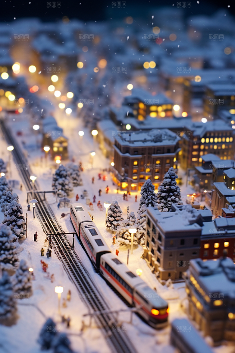 城市雪景建筑静谧原画
