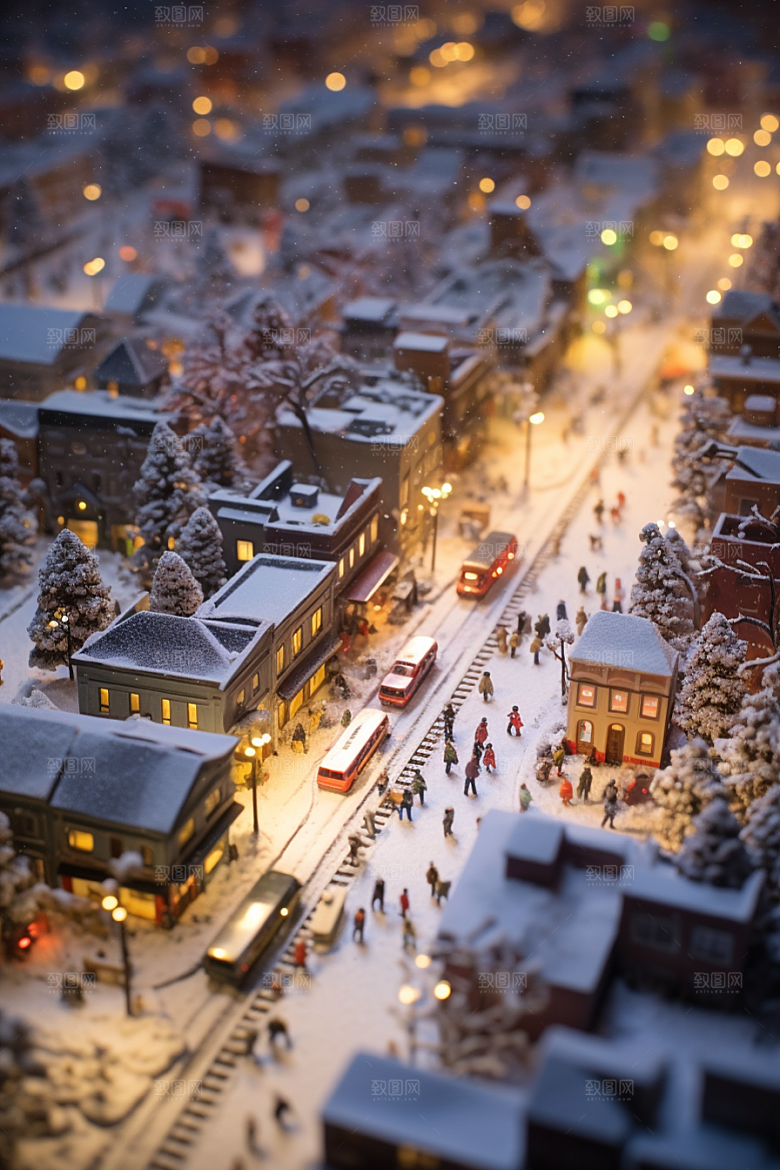城市雪景高清城市街道原画