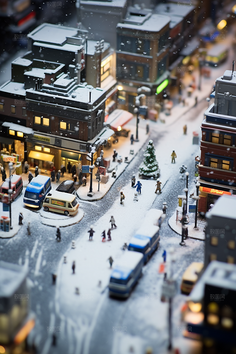 城市雪景静谧安静原画