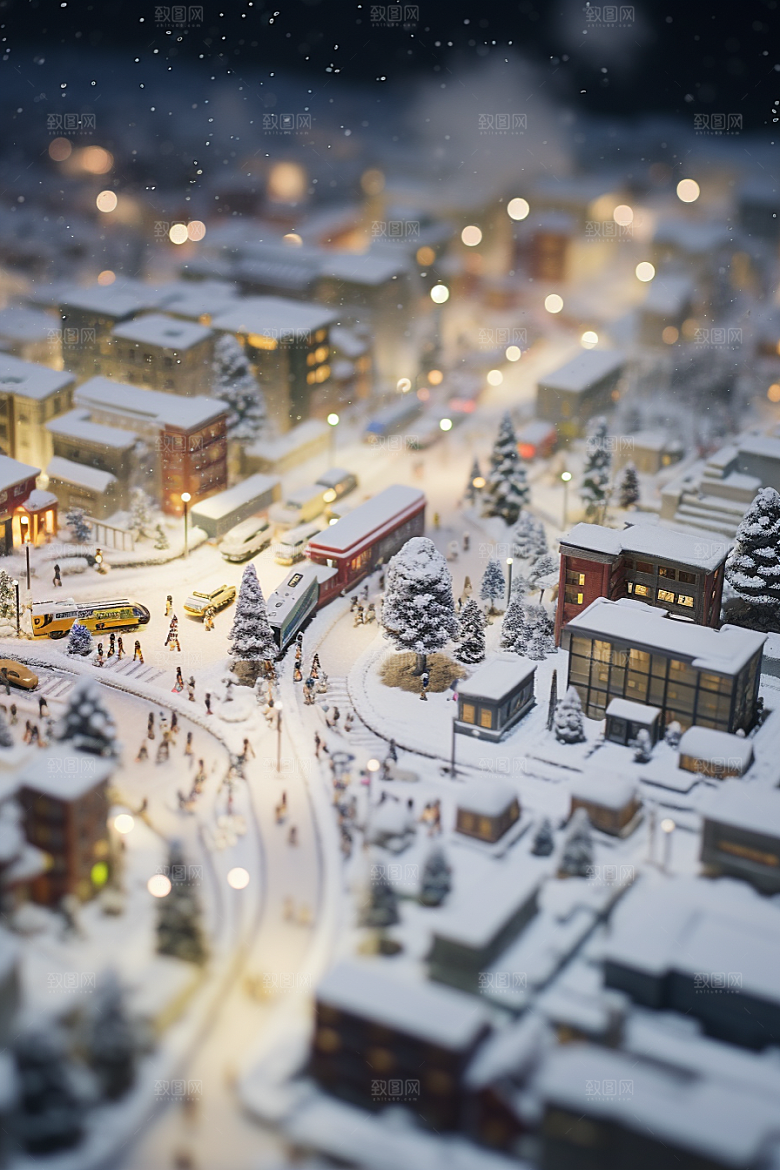 城市雪景建筑安静原画