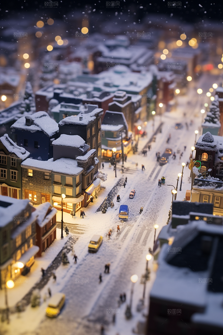 城市雪景高清静谧原画