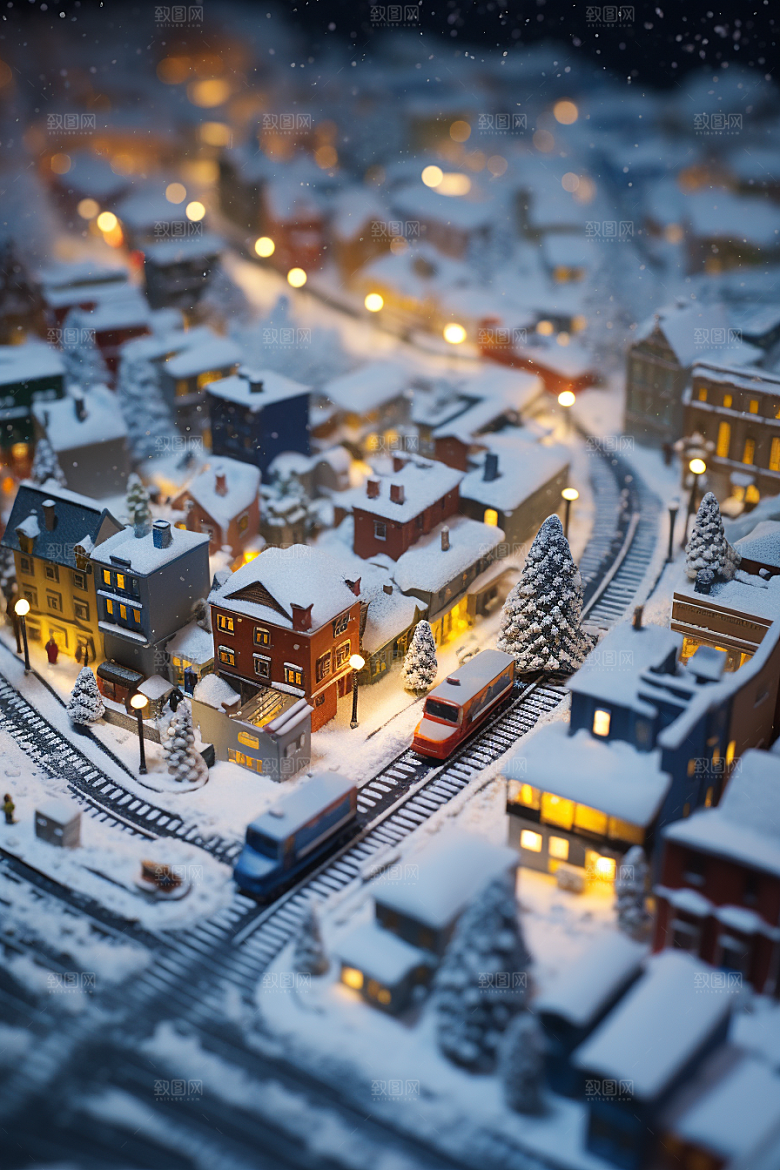 城市雪景建筑城市街道原画