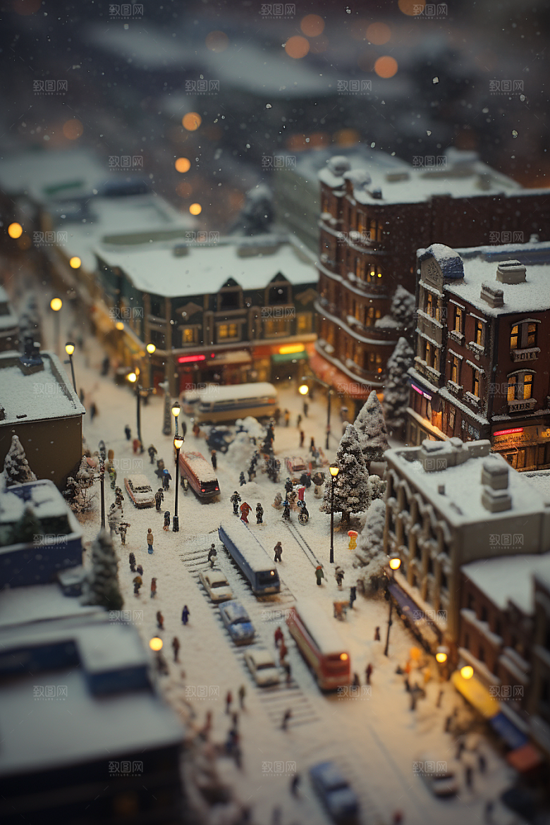 城市雪景静谧高清原画