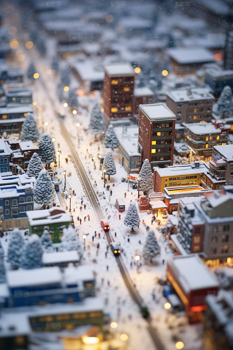 城市雪景高清建筑原画