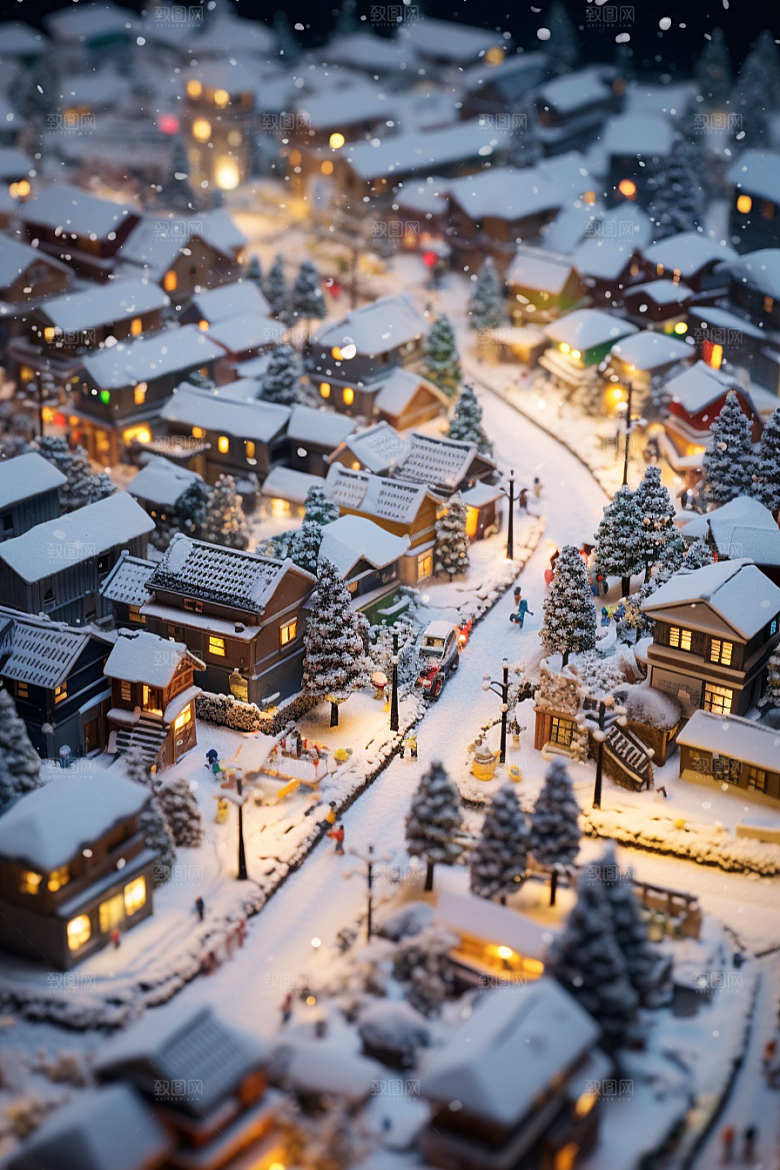 城市雪景雪夜高清原画
