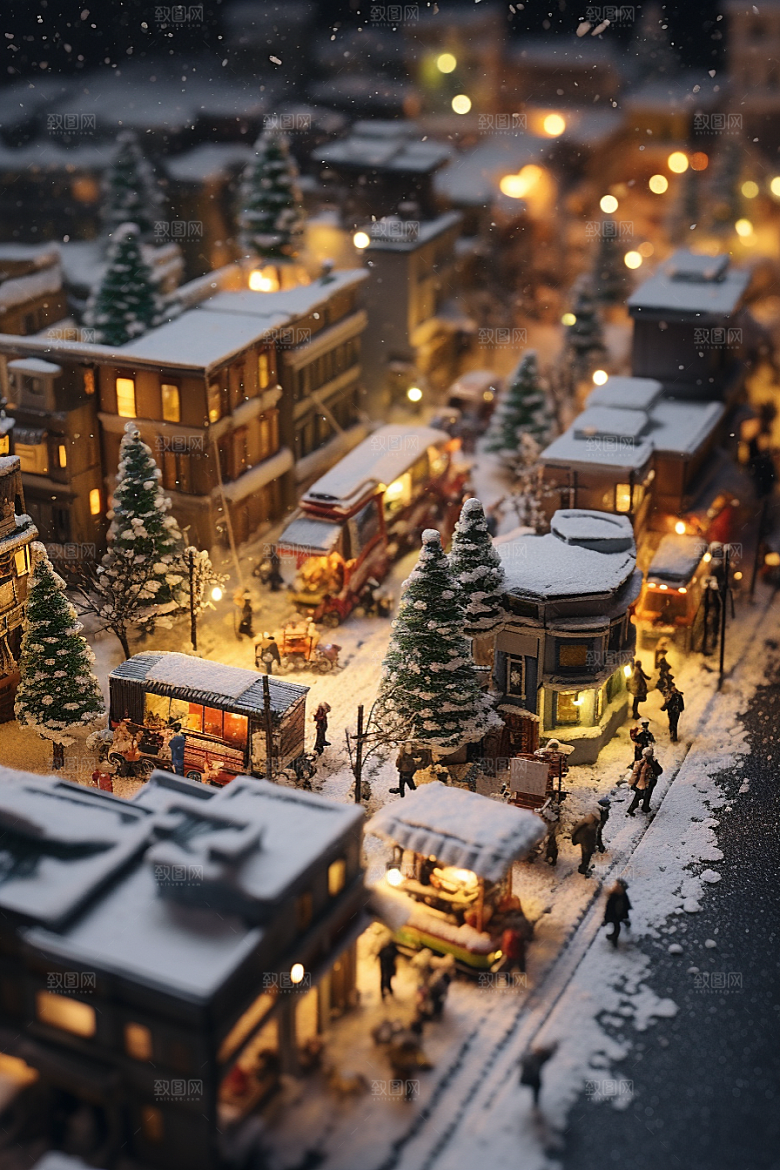 城市雪景安静城市街道原画