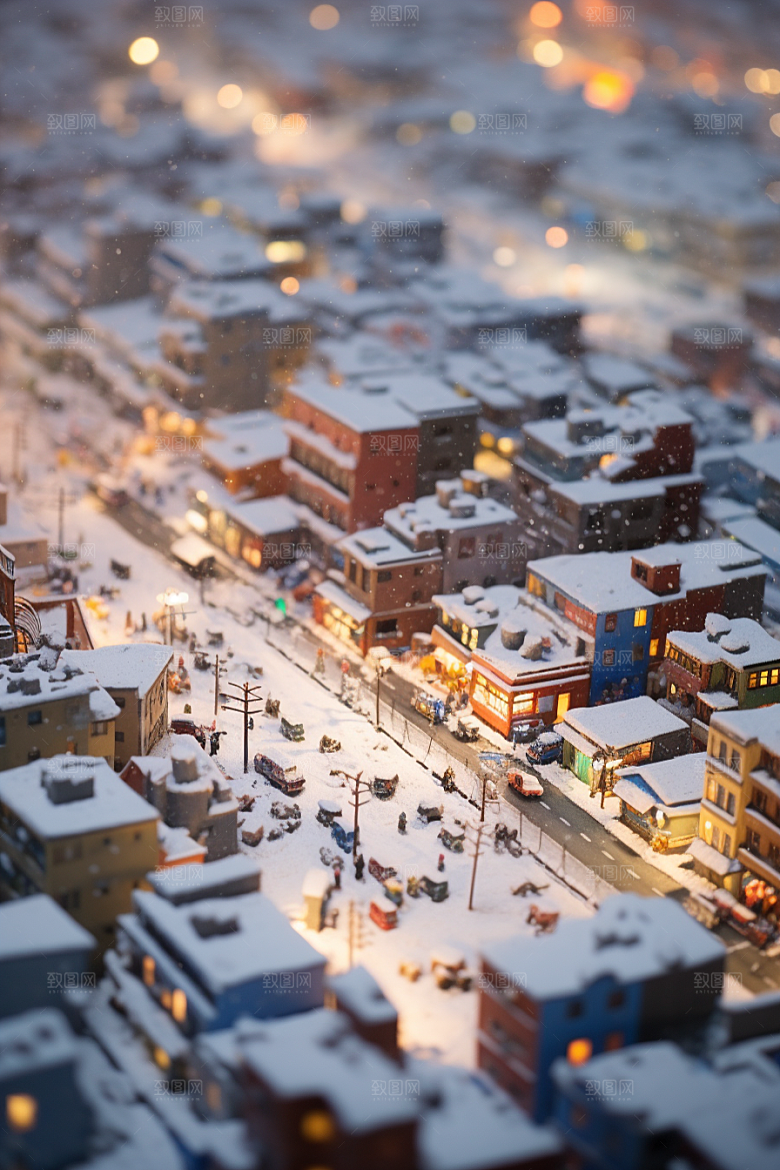 城市雪景雪夜安静原画