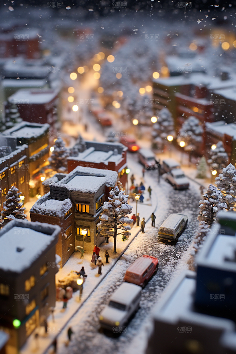 城市雪景静谧高清原画