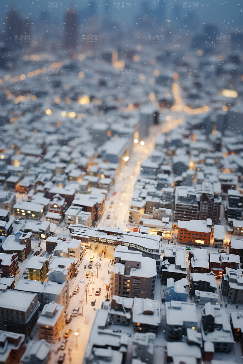 城市雪景下雪的都市安静原画