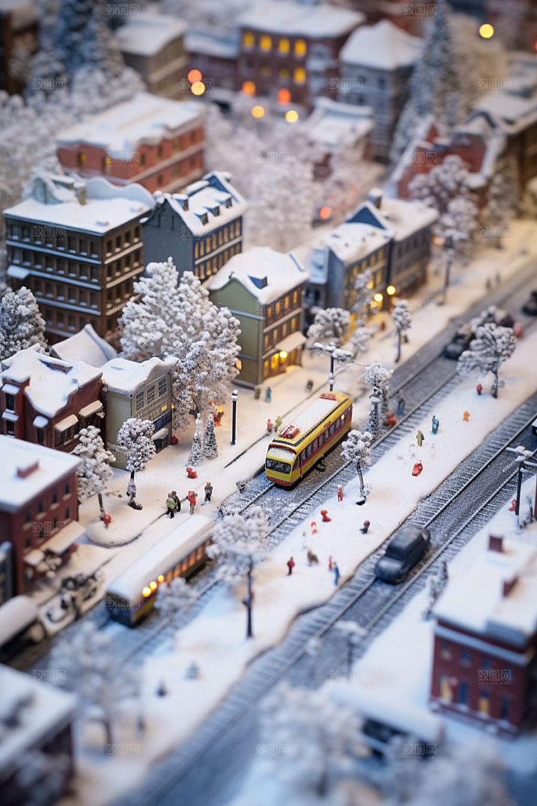 城市雪景下雪的都市建筑原画