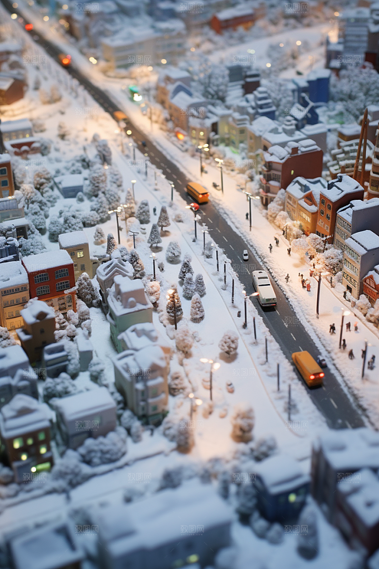 城市雪景建筑高清原画