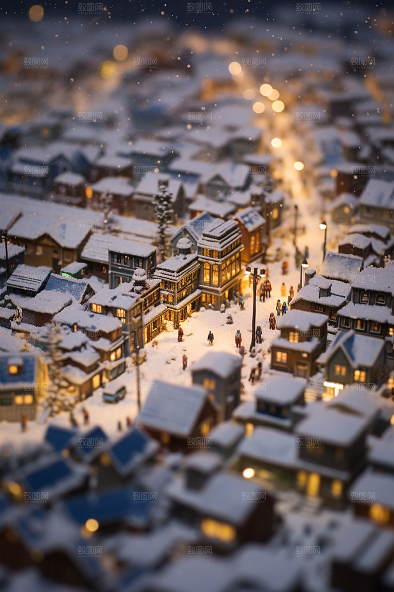 城市雪景静谧下雪的都市原画