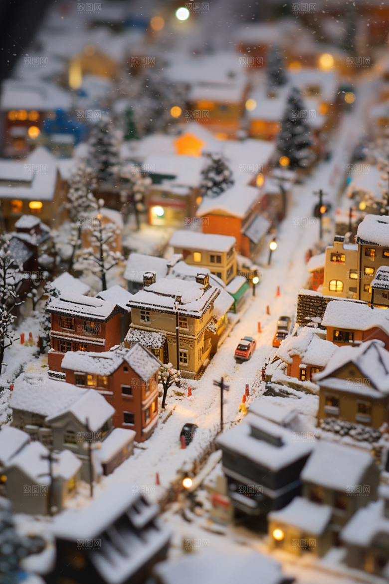 城市雪景安静建筑原画
