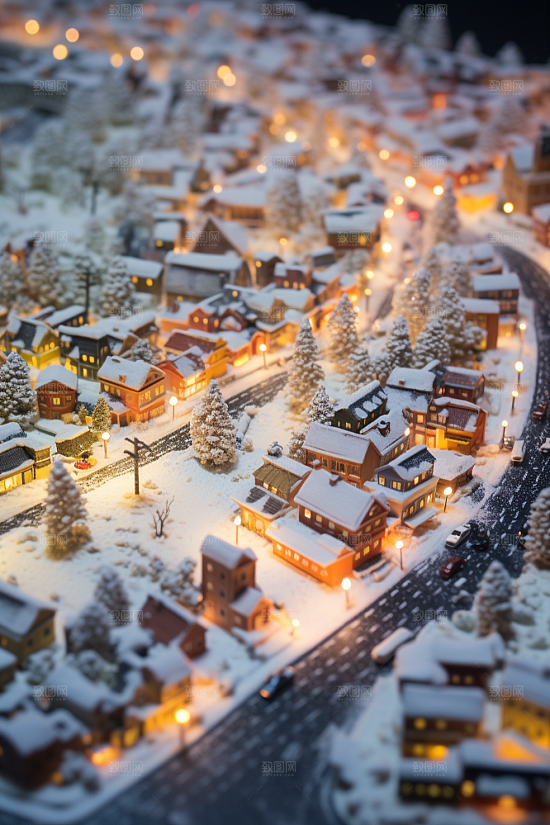 城市雪景安静静谧原画