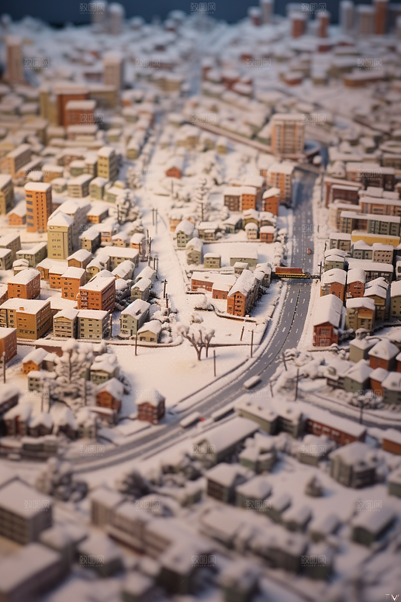 城市雪景安静静谧原画