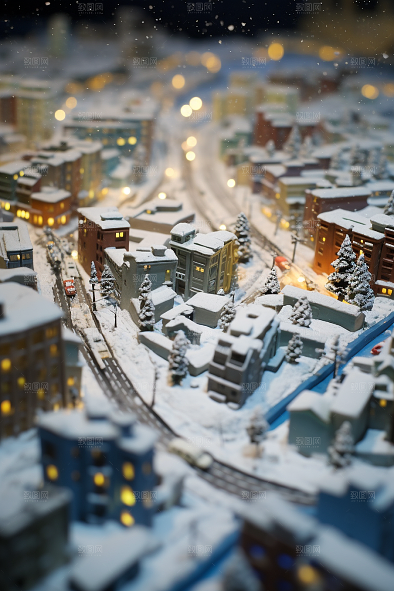 城市雪景雪夜高清原画