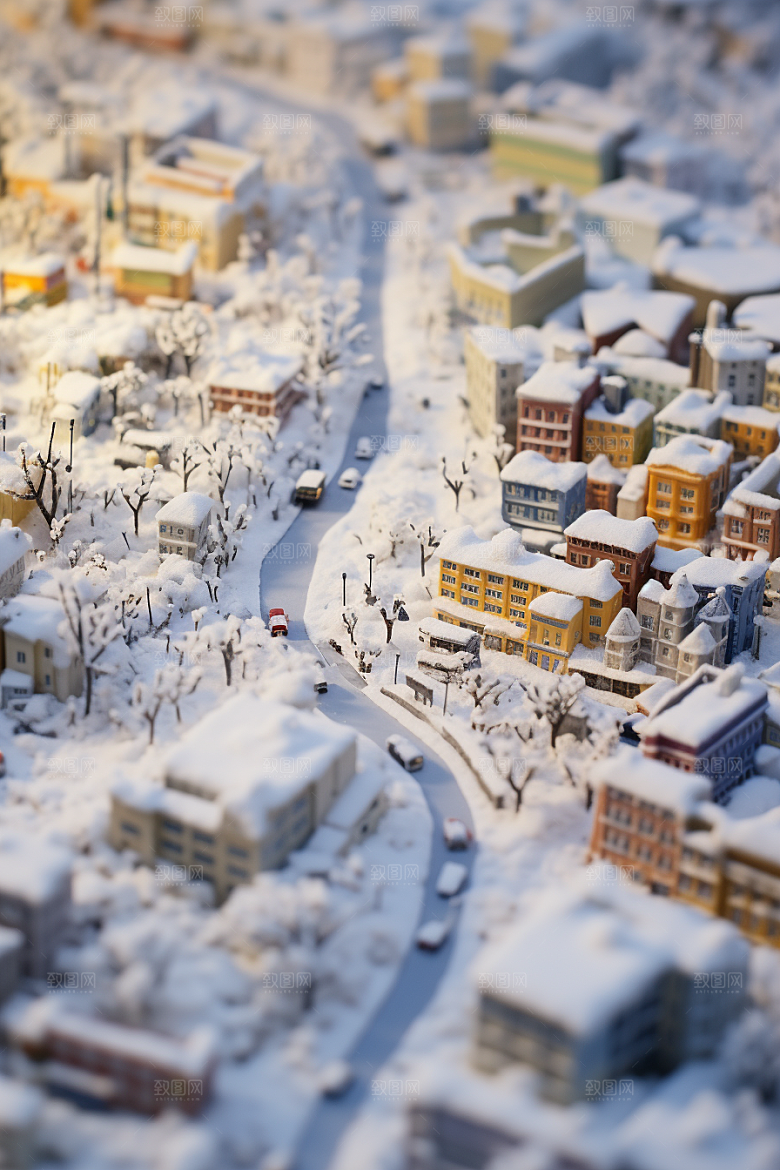 城市雪景下雪的都市高清原画