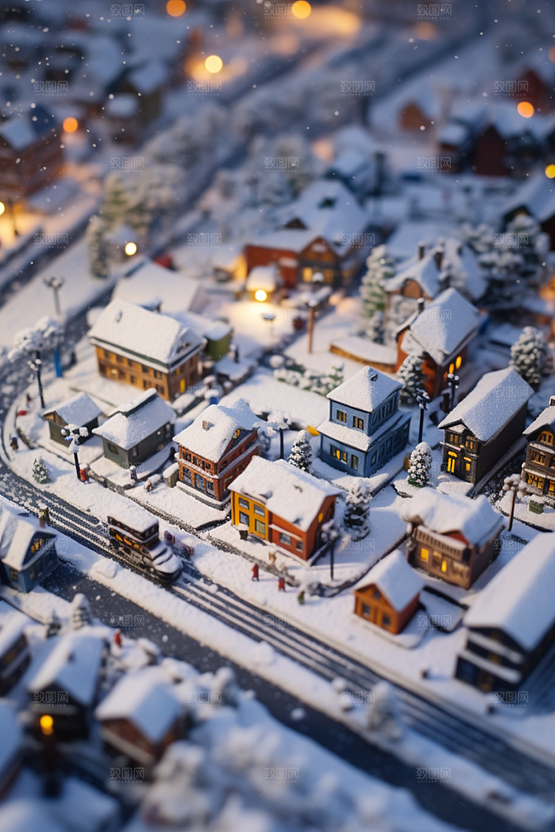 城市雪景建筑安静原画