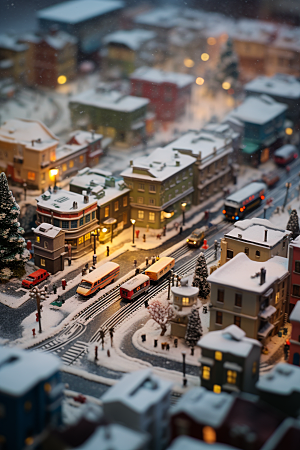 城市雪景建筑静谧原画