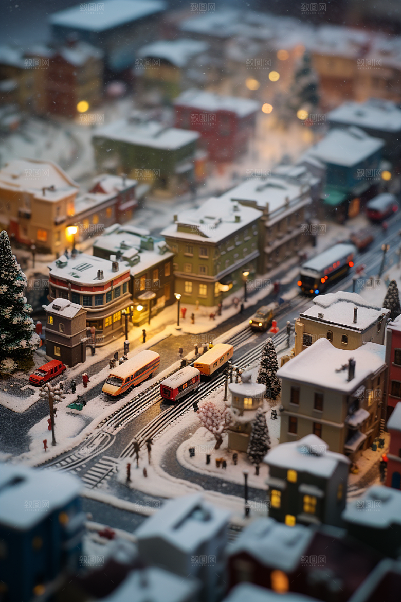 城市雪景建筑静谧原画