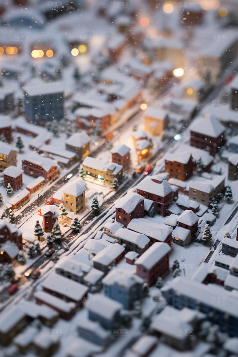 城市雪景雪夜下雪的都市原画