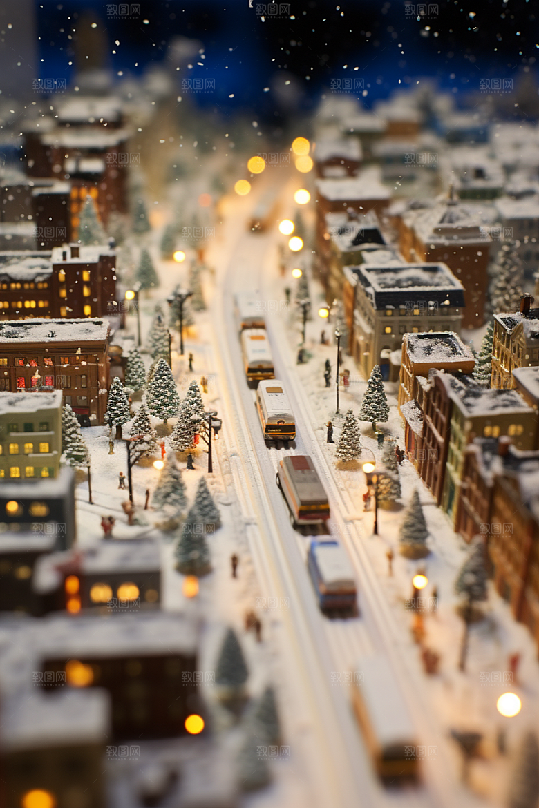 城市雪景安静城市街道原画