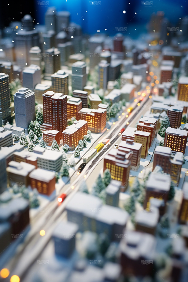 城市雪景下雪的都市高清原画